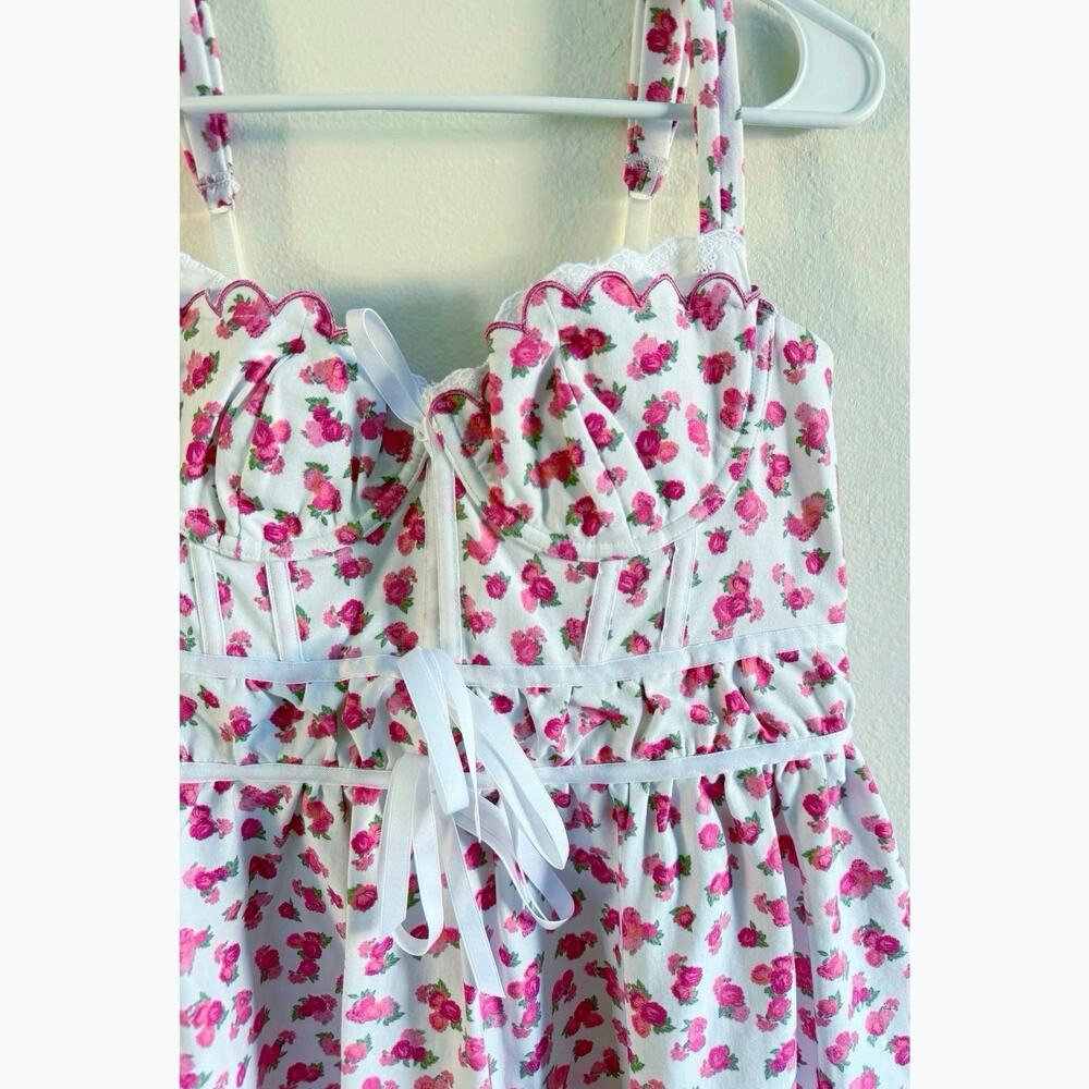 For Love & Lemons NWT Baby Blooms XL Pink Corset Floral Mini Dress - Picture 14 of 14